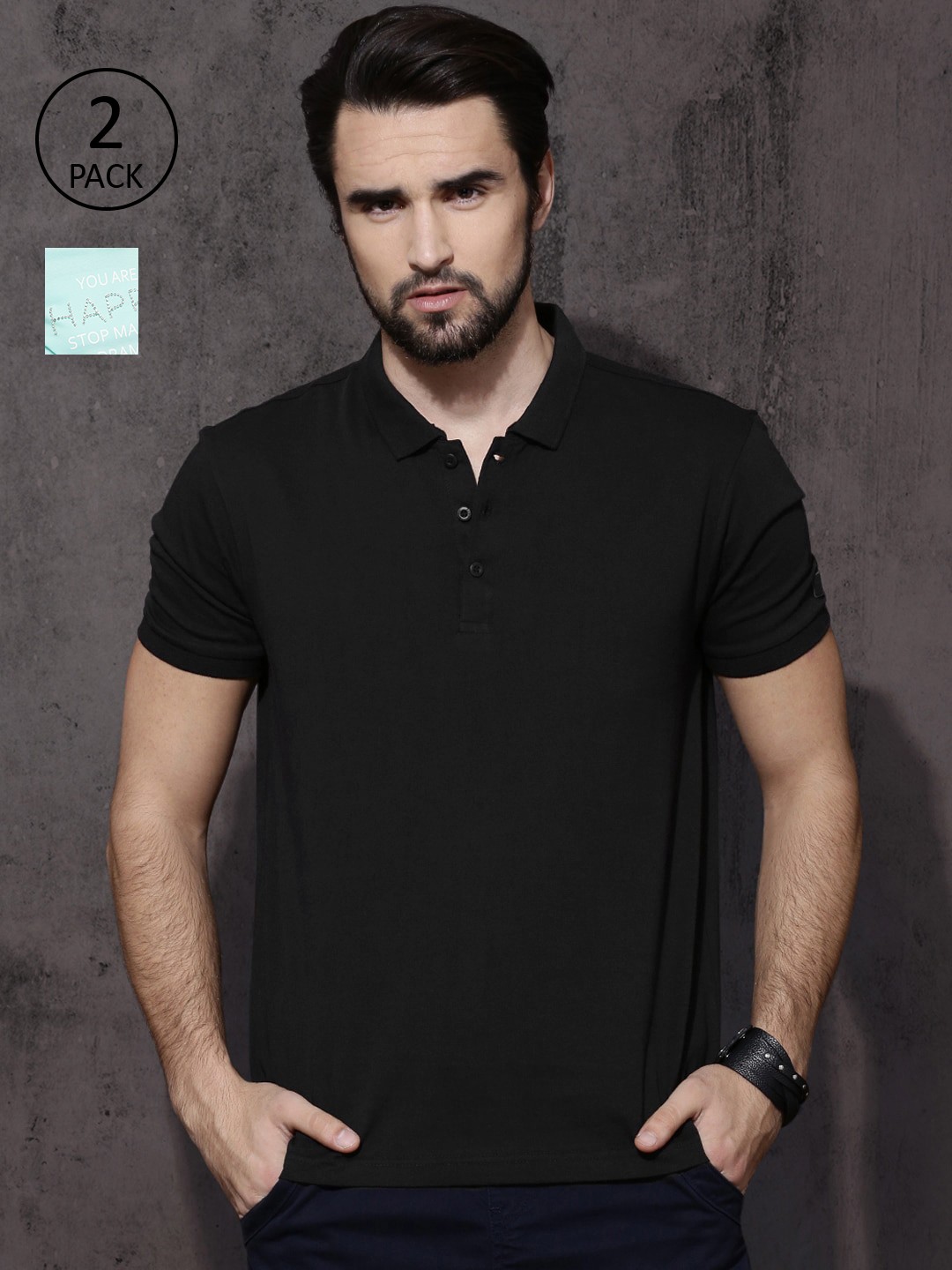 

Roadster Men Maroon & Grey Printed Polo Collar T-shirt