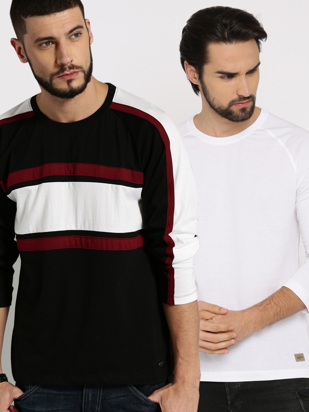 

Roadster Men Pack of 2 Round Neck Cotton T-shirts, Black