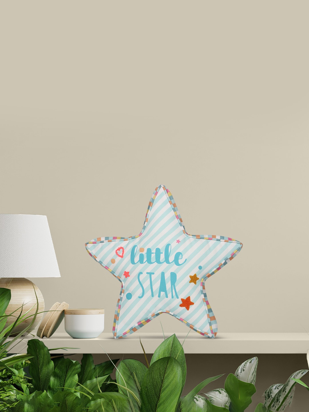 

Sivya White & Blue Printed Star-Shape Cushion