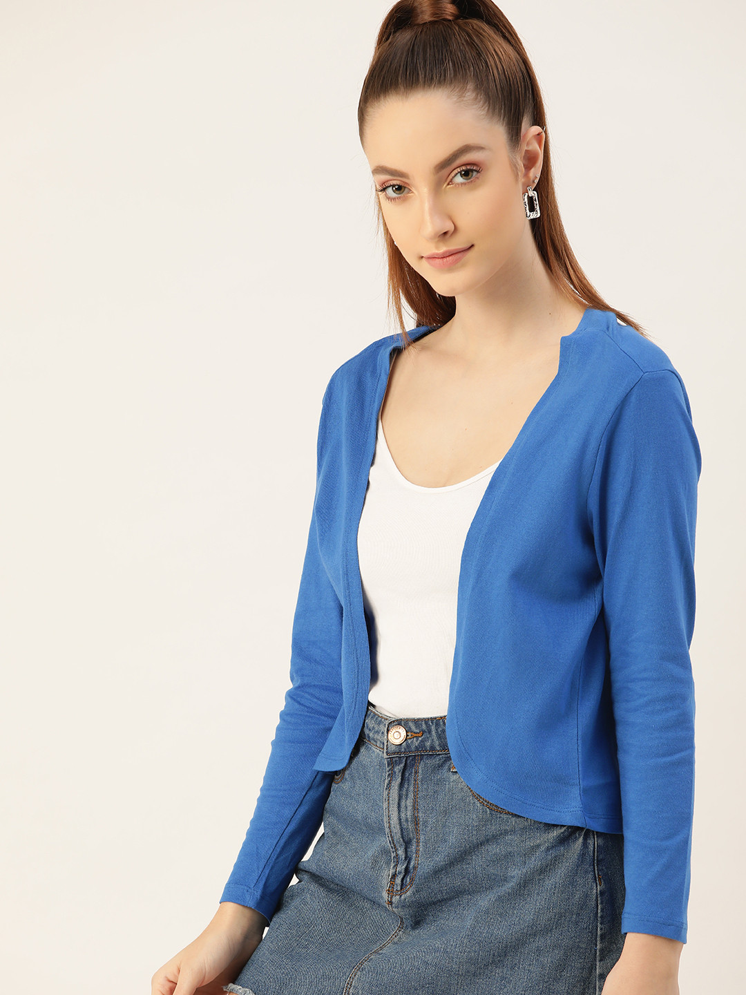 

DressBerry Women Blue Solid Sustainable & Recycled Shrug