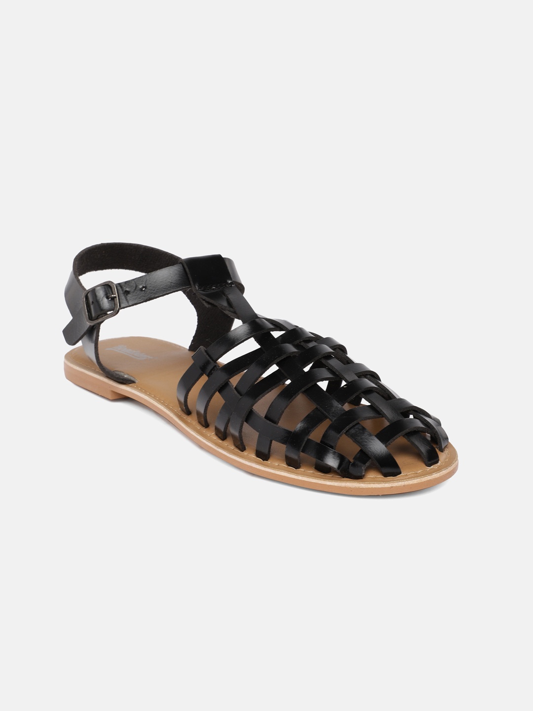 

Roadster Women Black Solid Gladiators Flats
