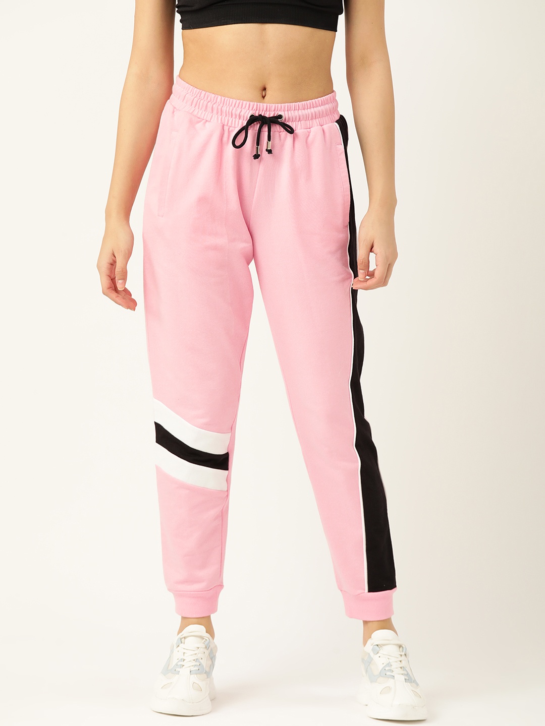 

DressBerry Women Pink & Black Printed Detail Joggers