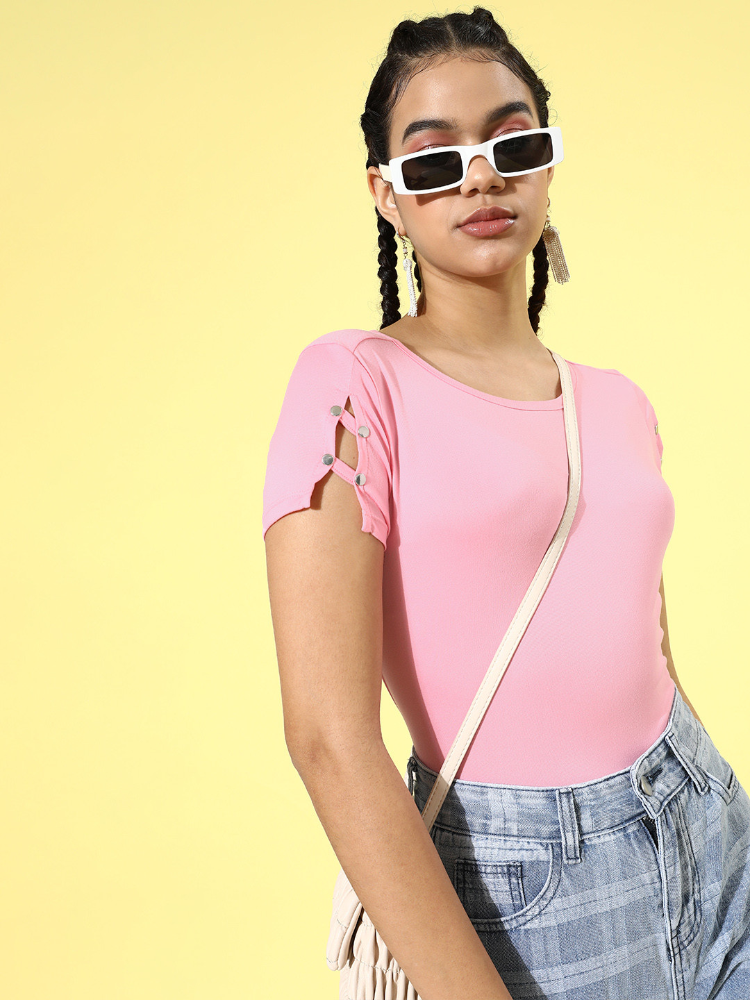 

DressBerry Women Pretty Pink Solid Top