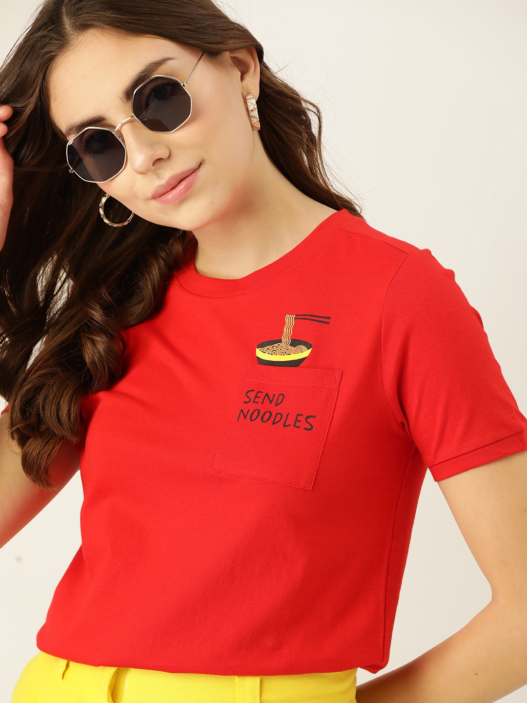 

DressBerry Women Red Typography Printed Pure Cotton T-shirt