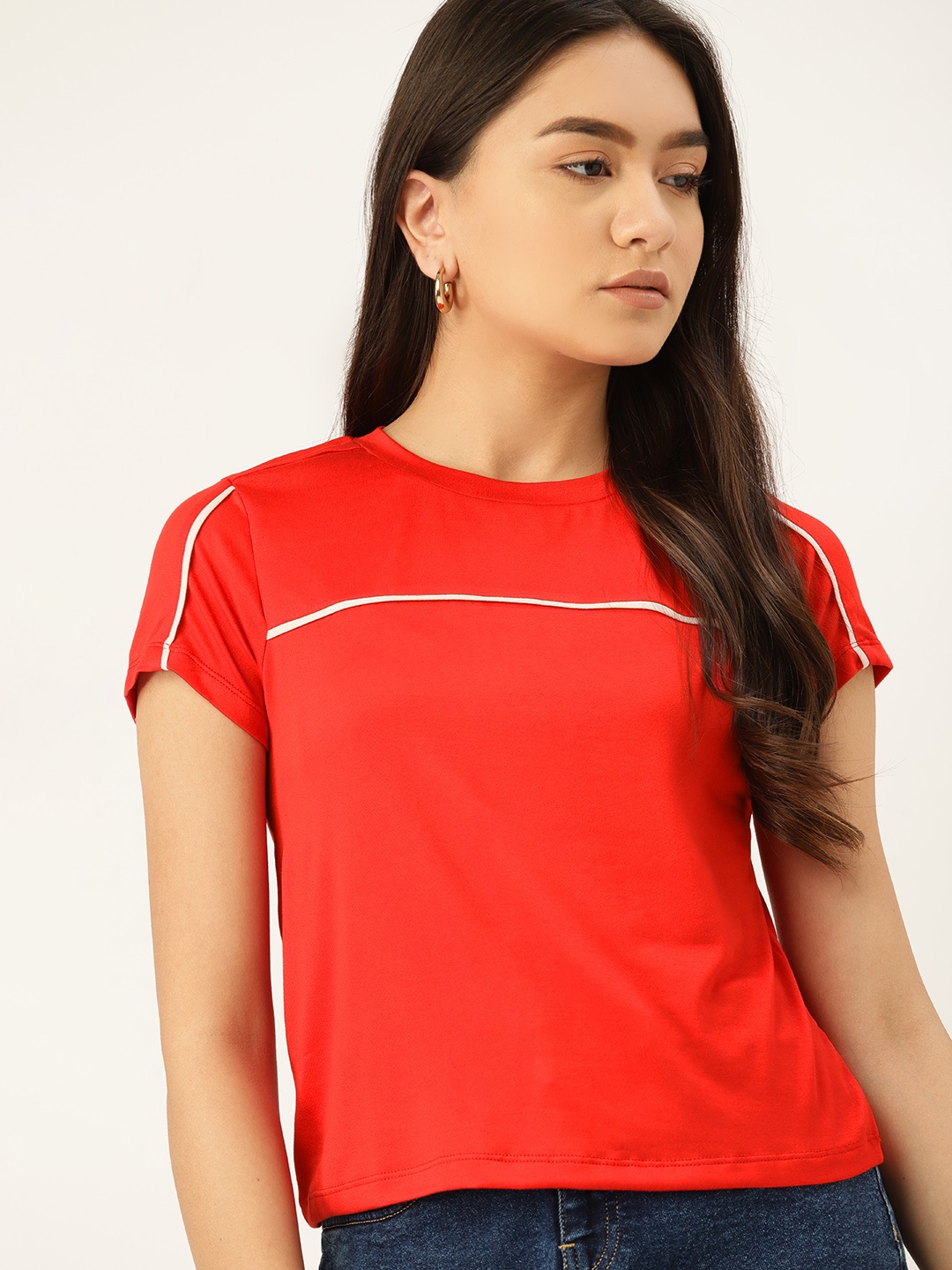 

DressBerry Women Red Solid T-shirt