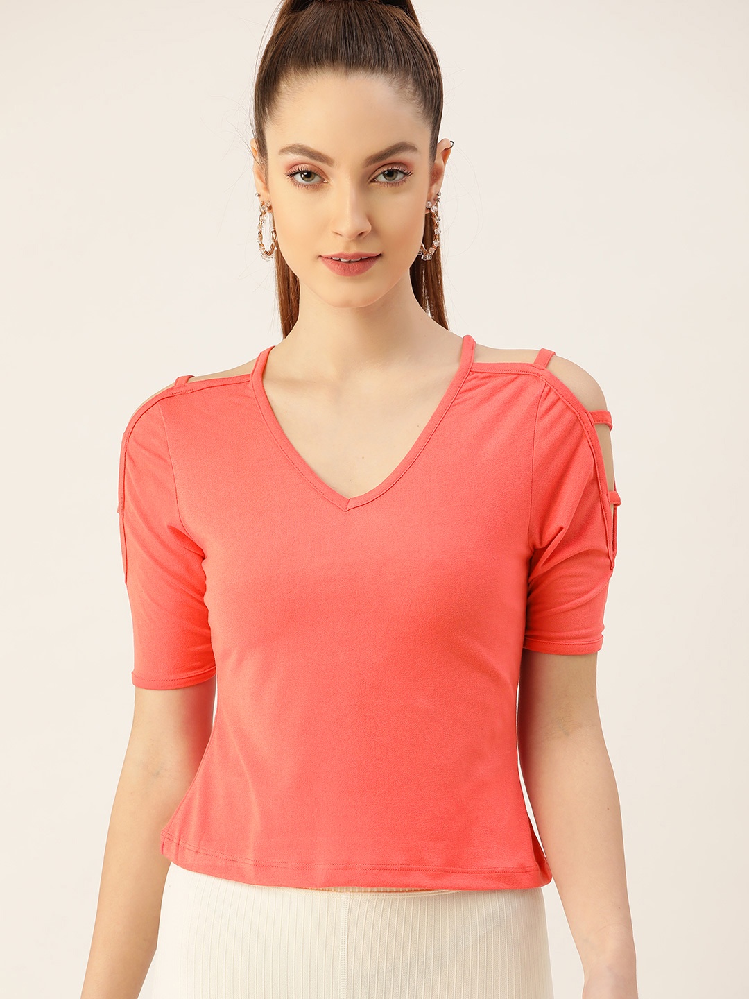 

DressBerry Coral Pink Regular Top