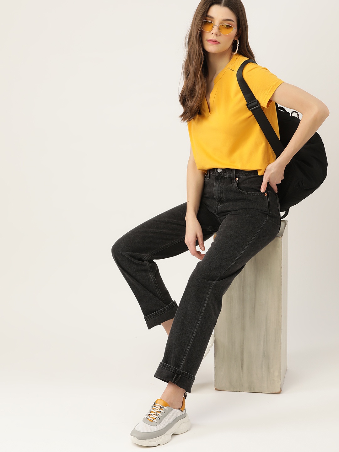 

DressBerry Women Yellow T-shirt