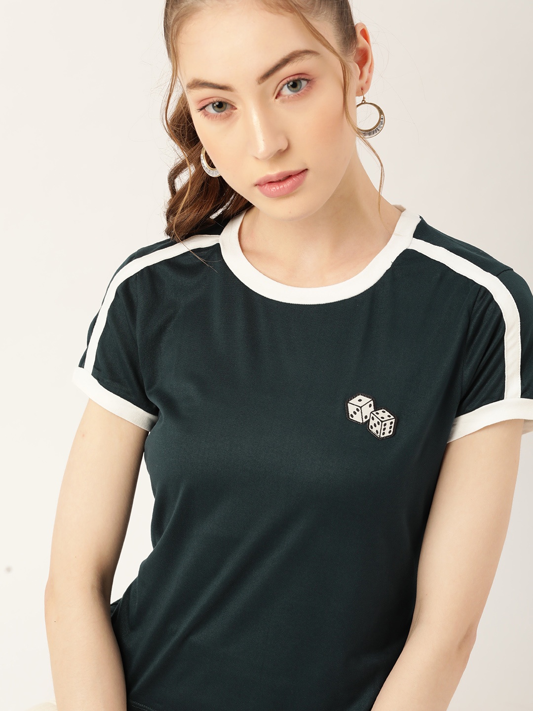 

DressBerry Women Green Applique T-shirt