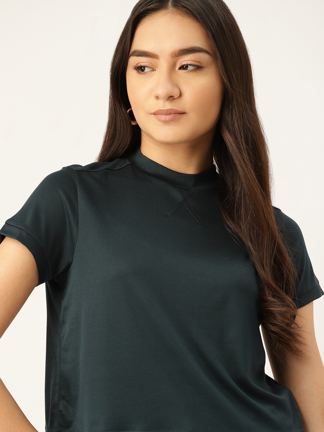 

DressBerry Women Teal Green Solid T-shirt