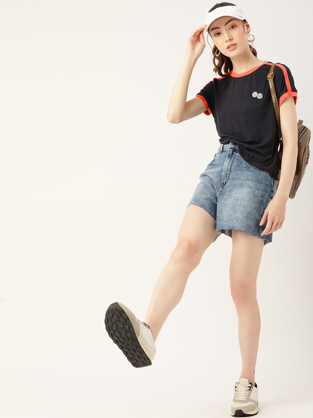 

DressBerry Women Navy Blue Applique T-shirt