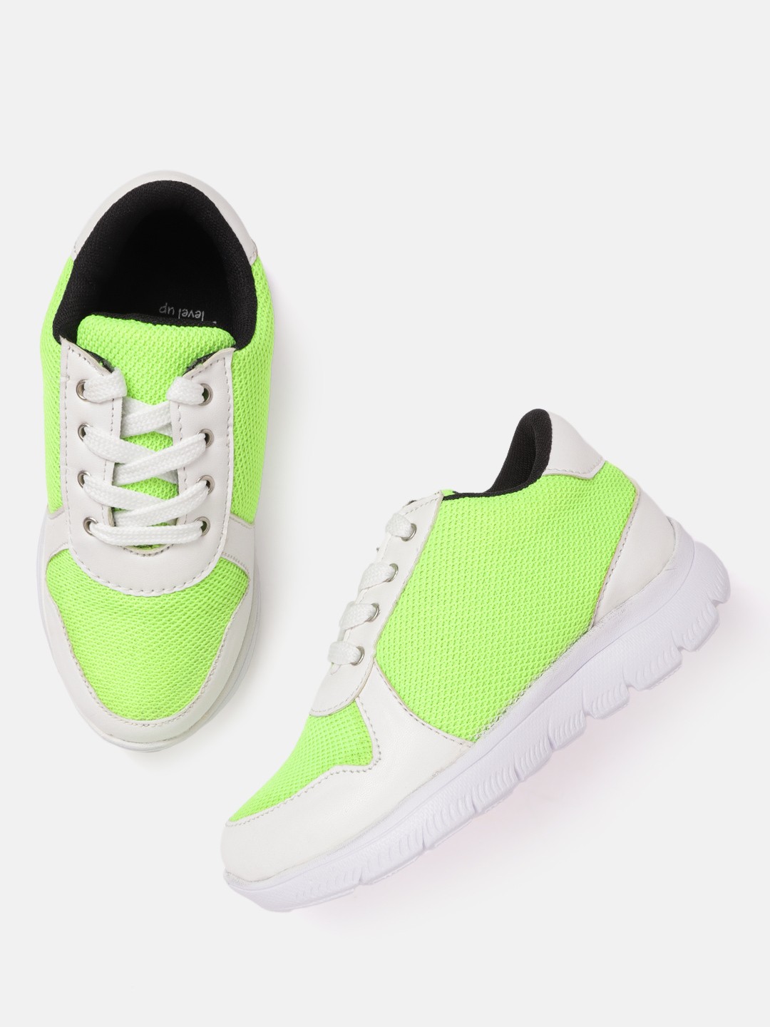 

YK Boys Fluorescent Green & White Woven Design Sneakers