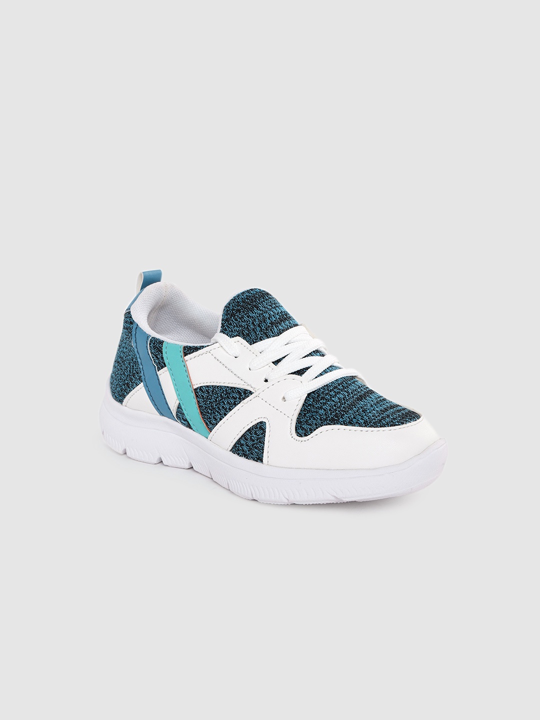 

YK Boys Teal Blue & White Woven Design Sneakers