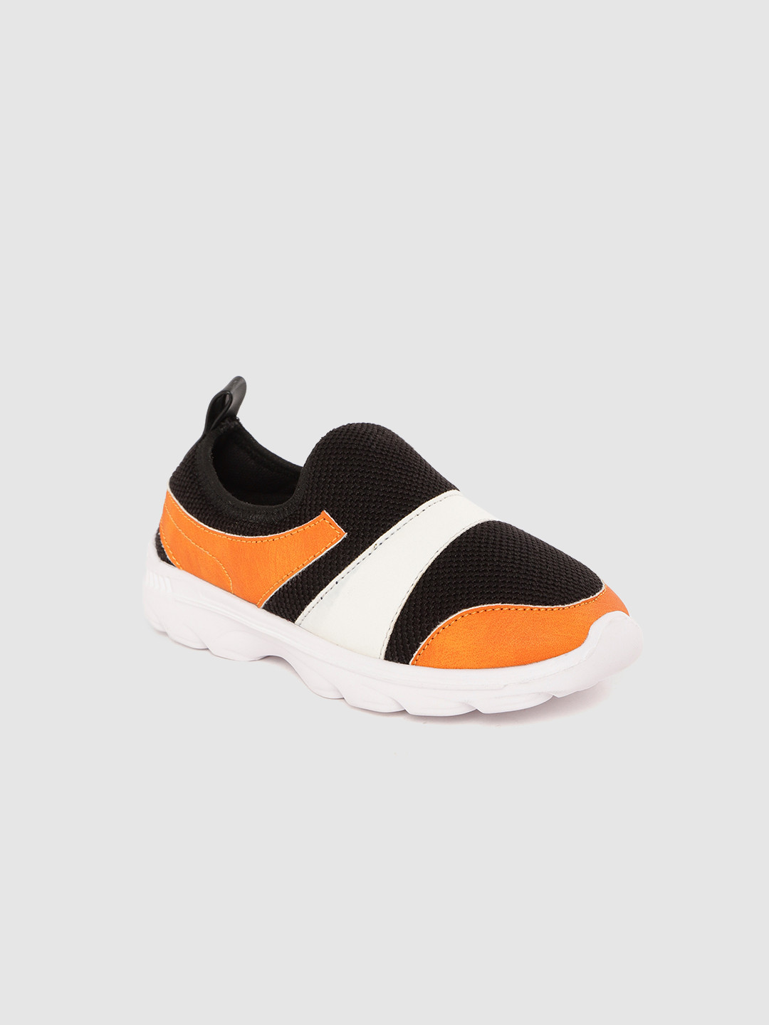 

YK Boys Black & Orange Colourblocked Slip-On Sneakers