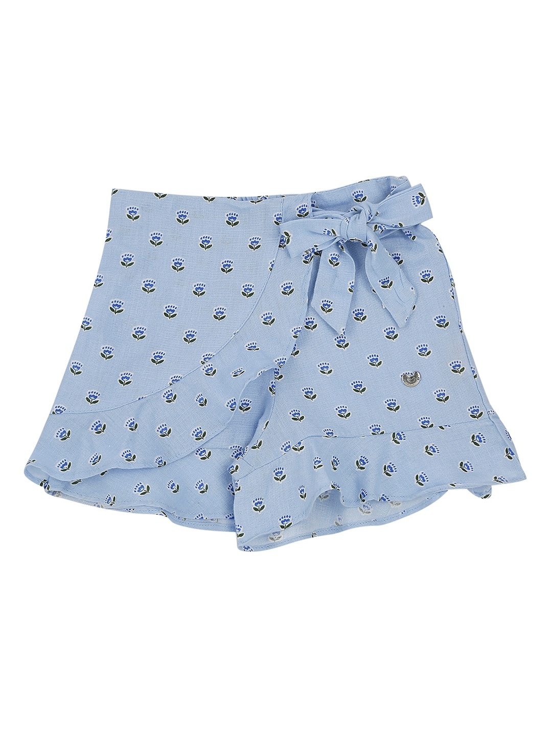 

Ed-a-Mamma Girls Blue Pure Cotton Printed Ruffle Sustainable Skort