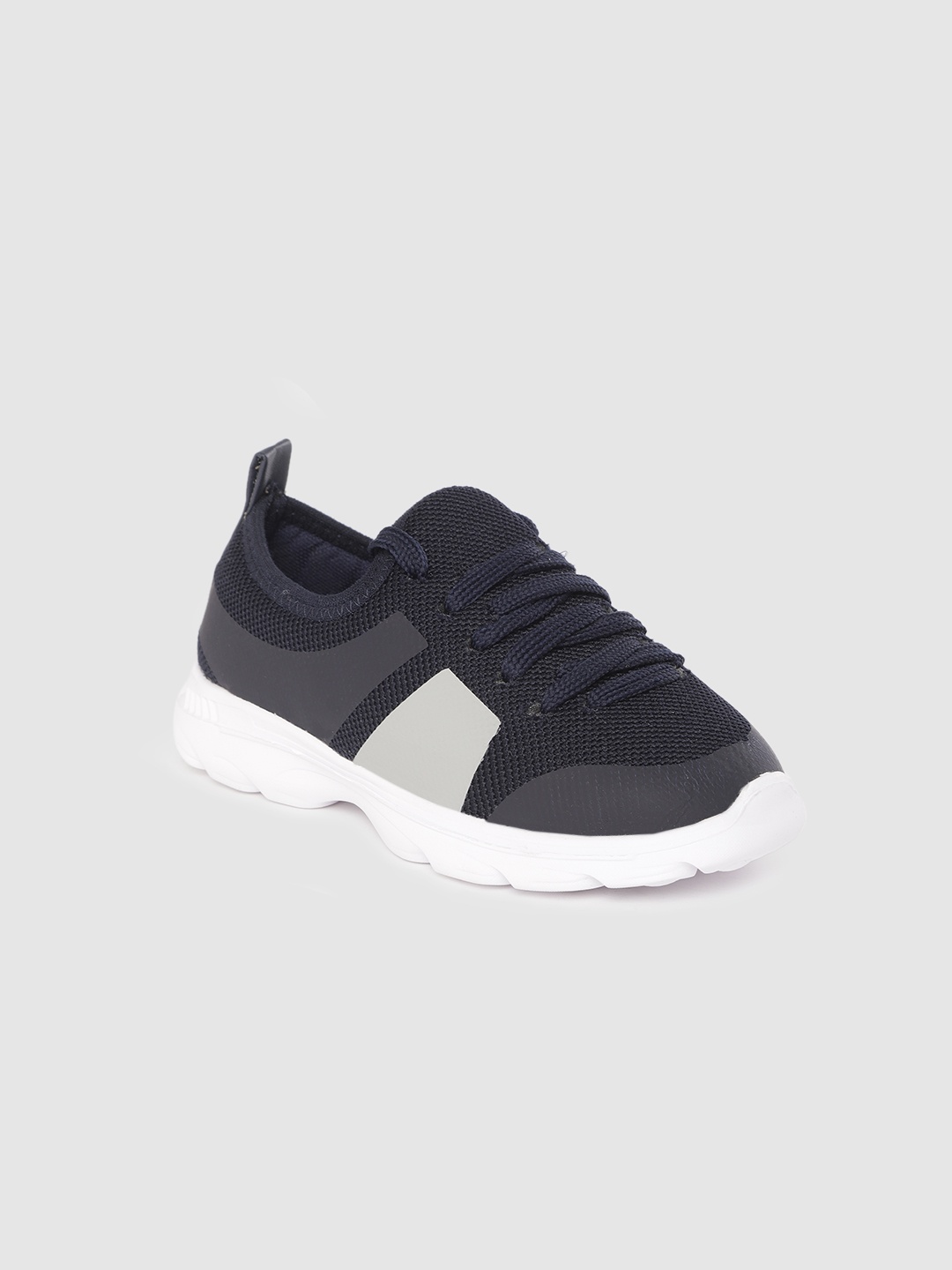 

YK Kids Navy Blue & Grey Colourblocked Sneakers
