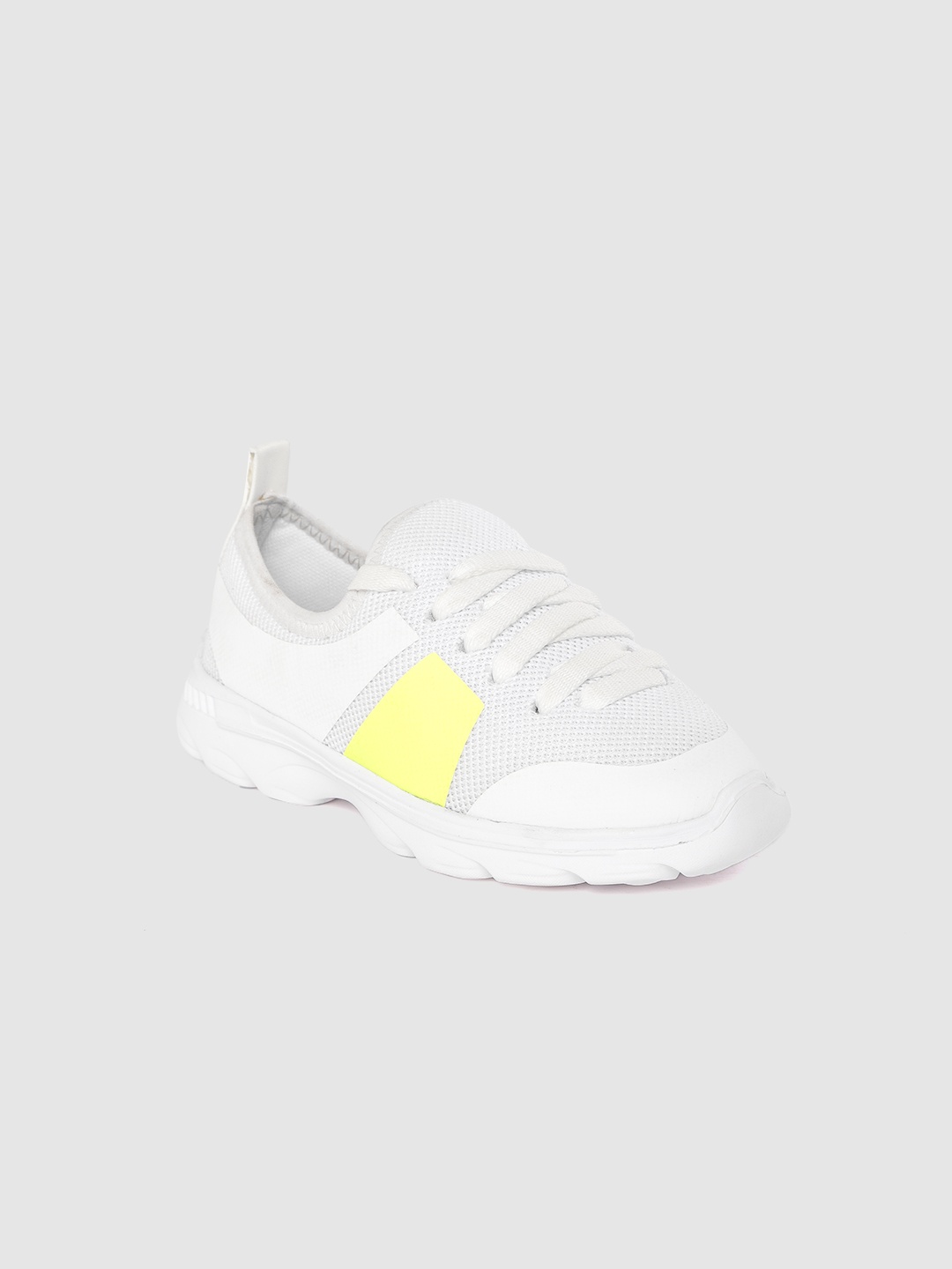 

YK Kids White & Fluorescent Green Colourblocked Sneakers
