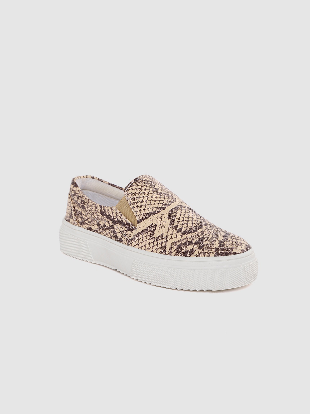 

YK Girls Beige & Grey Snakeskin Textured Slip-On Sneakers