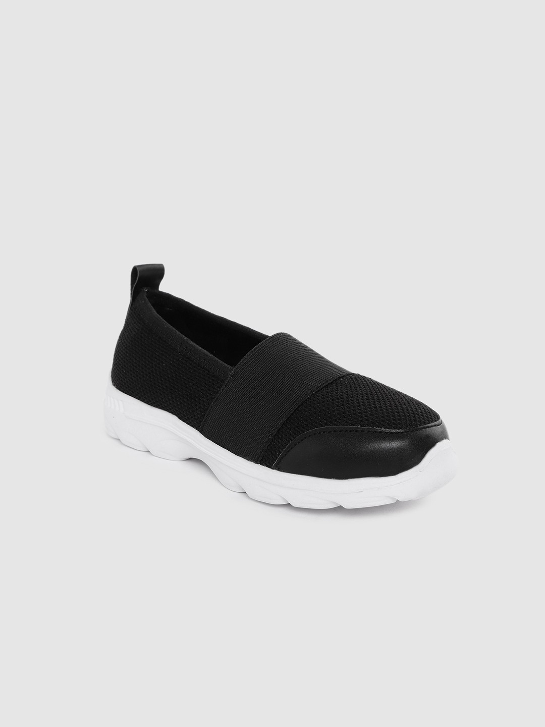 

YK Girls Black Woven Design Slip-On Sneakers