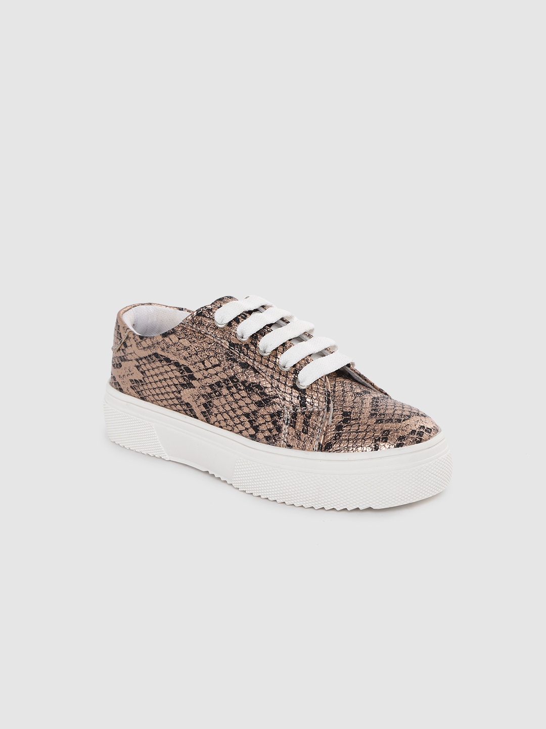 

YK Girls Beige & Grey Snakeskin Textured Sneakers