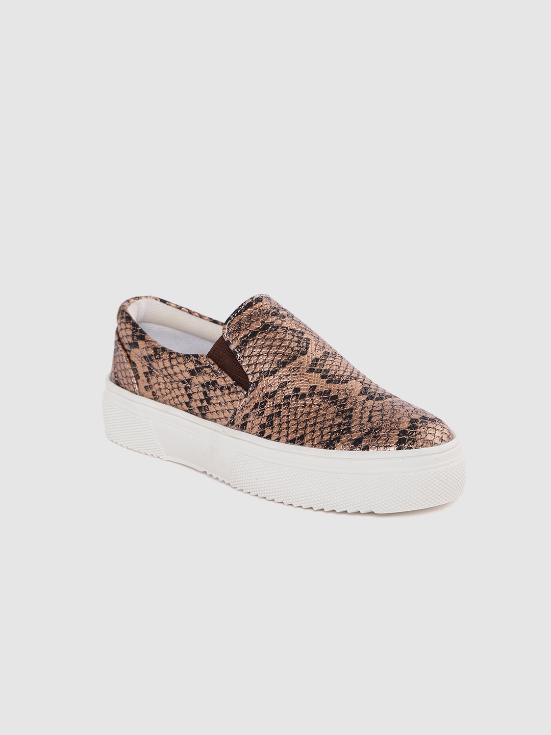 

YK Girls Rose Gold-Toned & Black Snakeskin Textured Flatforms