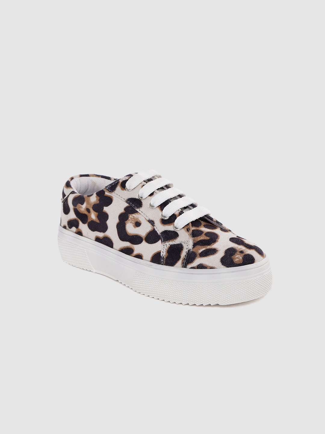 

YK Girls White & Black Leopard Print Flatforms