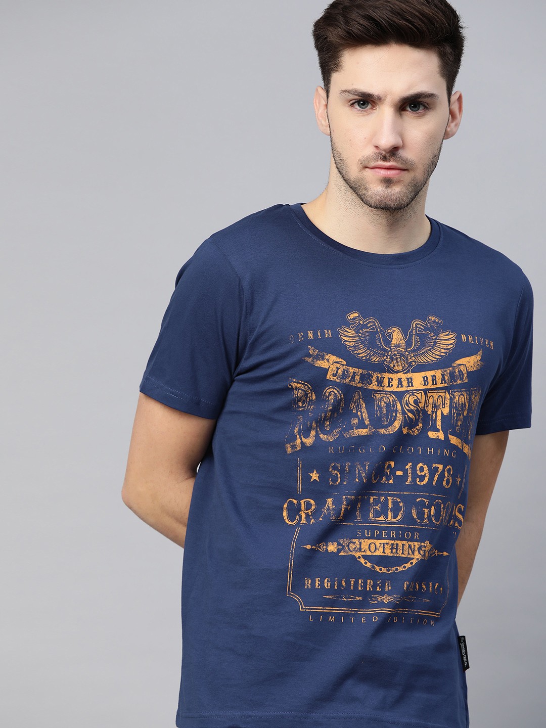 

Roadster Men Blue Pure Cotton Printed Pure Cotton T-shirt
