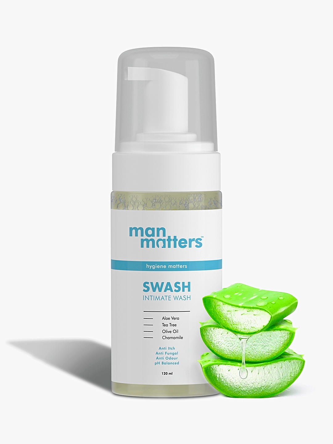 

Man Matters Swash Intimate Wash - Anti Bacterial, Anti Itch, Anti Odour Properties 120 ml, Blue
