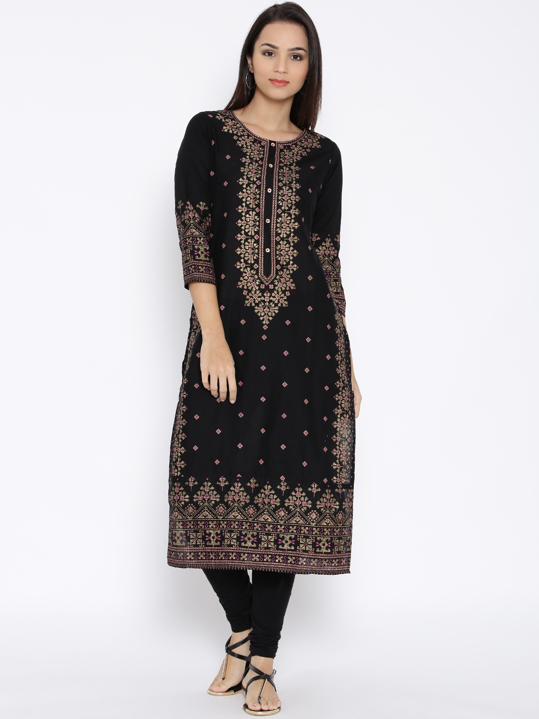 

Vishudh Black & Golden Printed Kurta