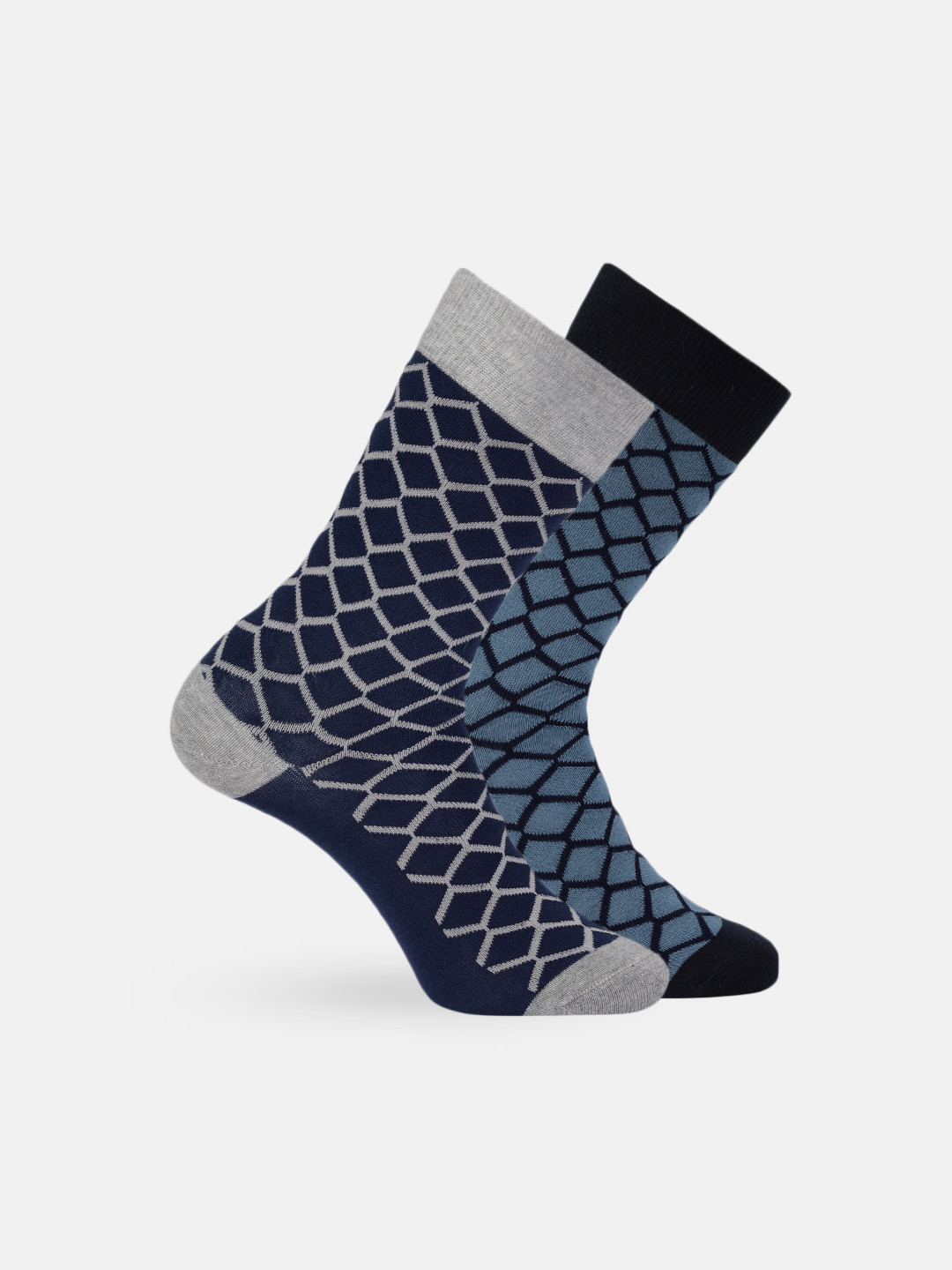 

Roadster Men Set of 2 Patterned Crew Socks, Navy blue