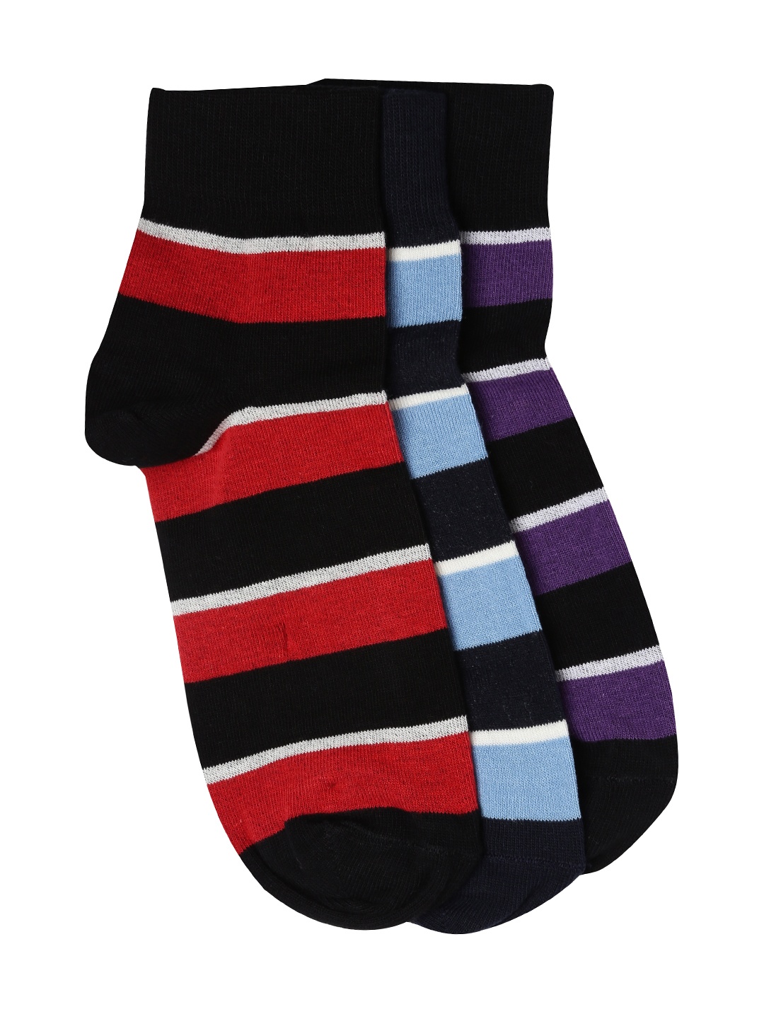 

Roadster Men Set of 3 Striped Above Ankle-Length Socks, Red