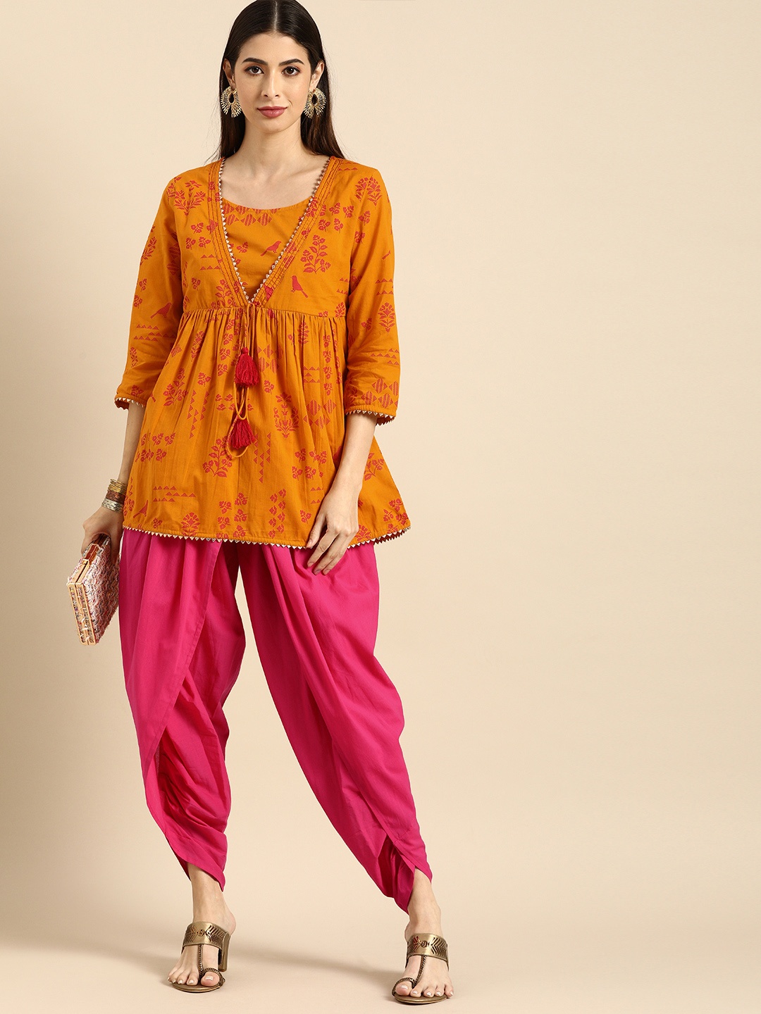 

Anouk Ethnic Motifs Pure Cotton Kurta Set, Mustard