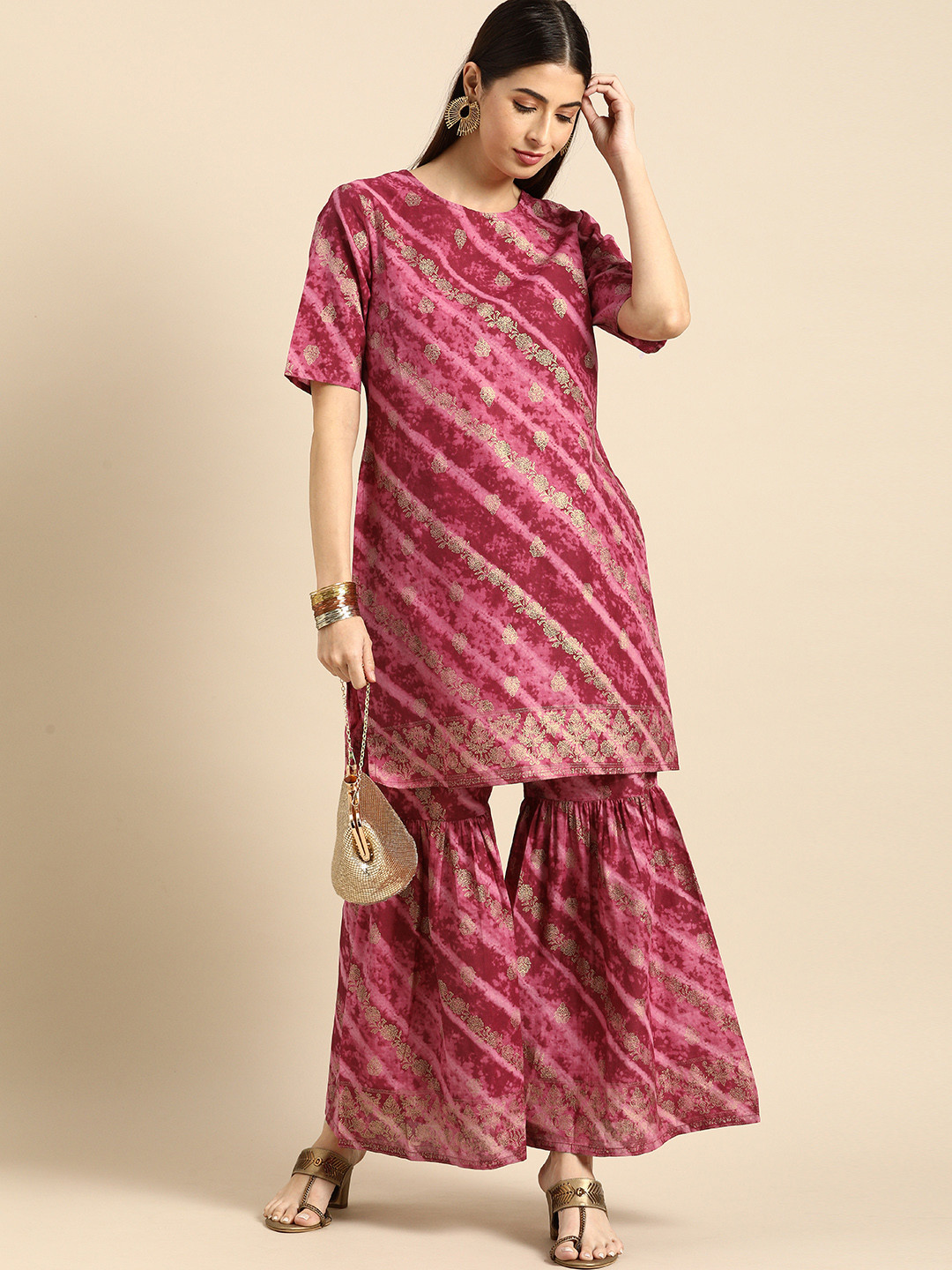 

Anouk Printed Pure Cotton Kurta Set, Pink