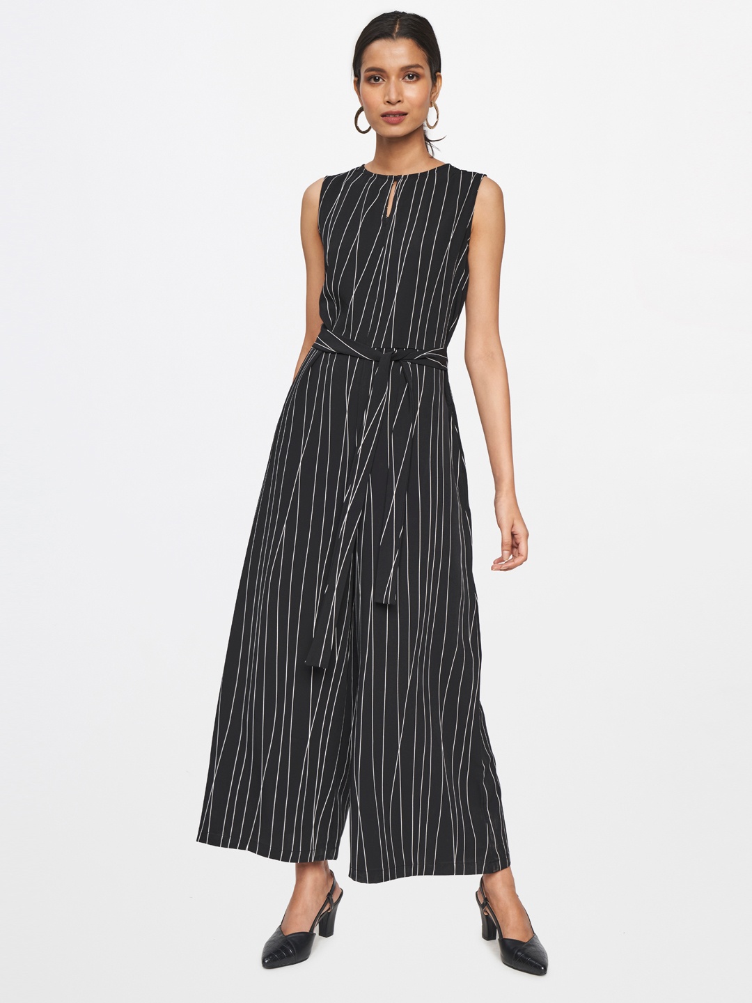 

AND Black & White Printed Basic Jumpsuit