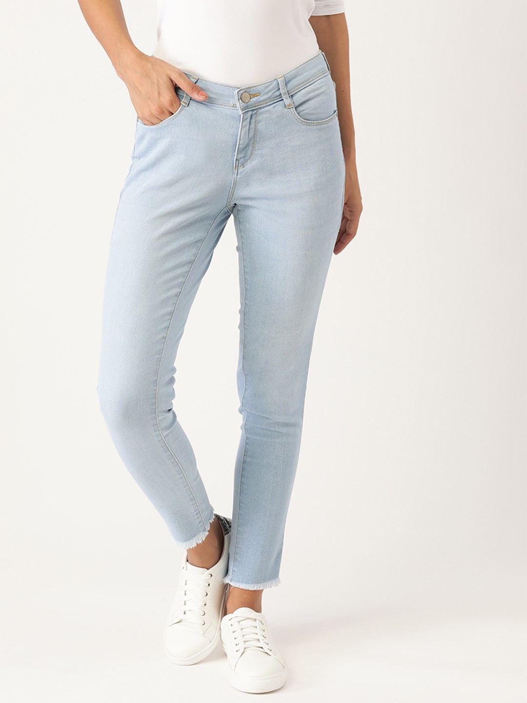 

AND Women Blue Solid Skinny Fit Stretchable Jeans