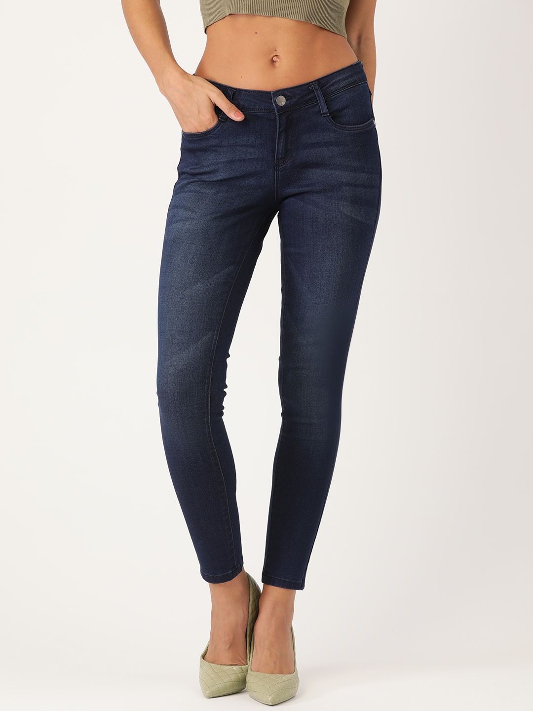 

AND Women Navy Blue Solid Skinny Fit Stretchable Jeans