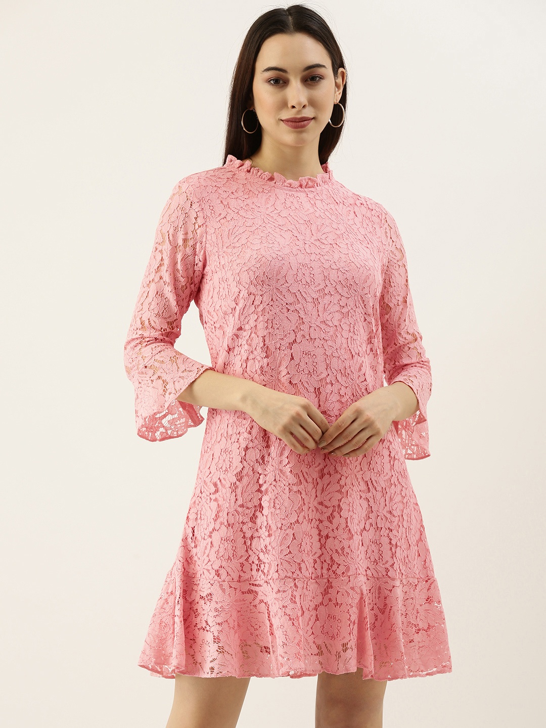 

AND Pink Lace A-Line Dress