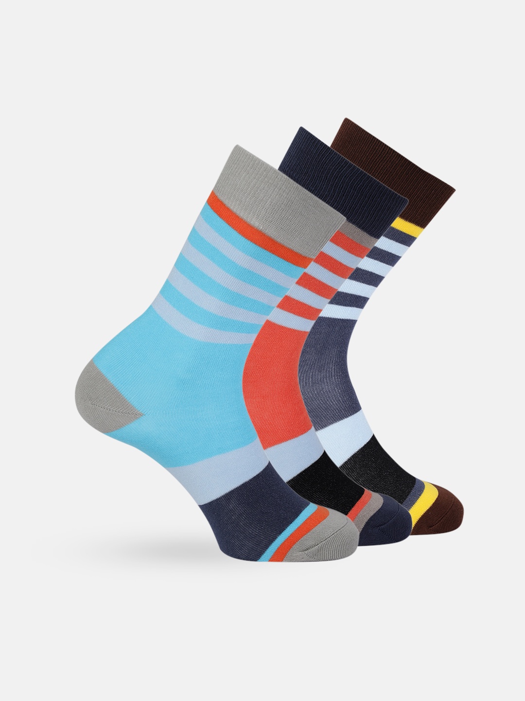 

Mast & Harbour Men Set of 3 Striped Above Ankle-Length Socks, Multi