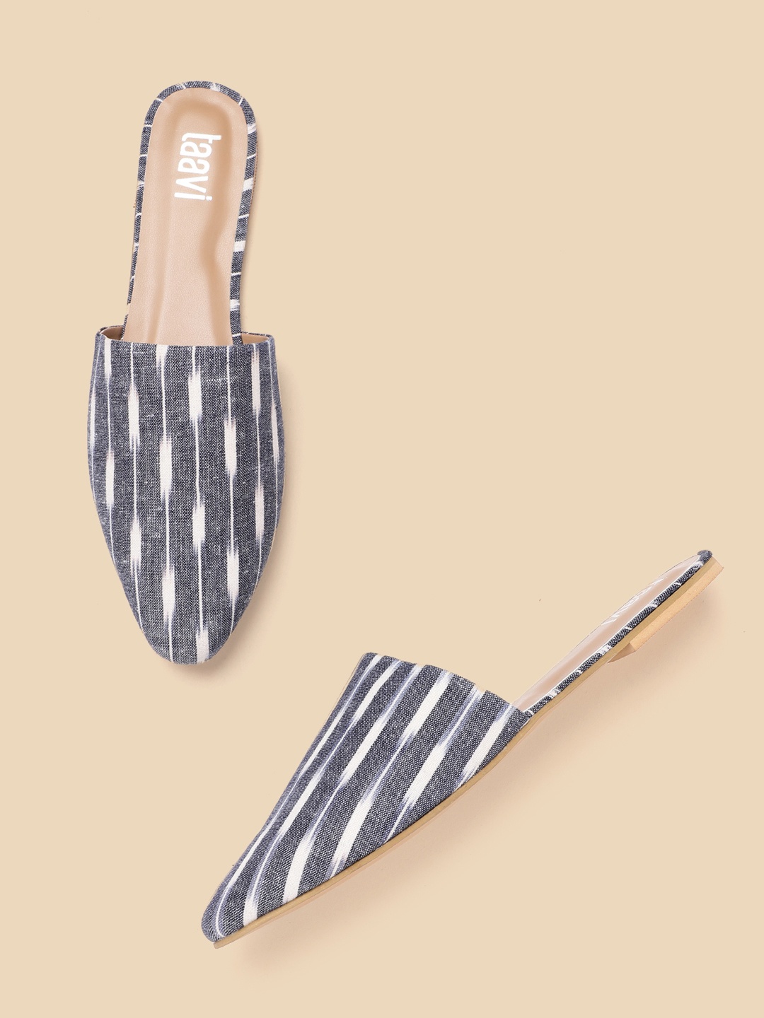 

Taavi Women Blue & White Woven Design Handcrafted Mules