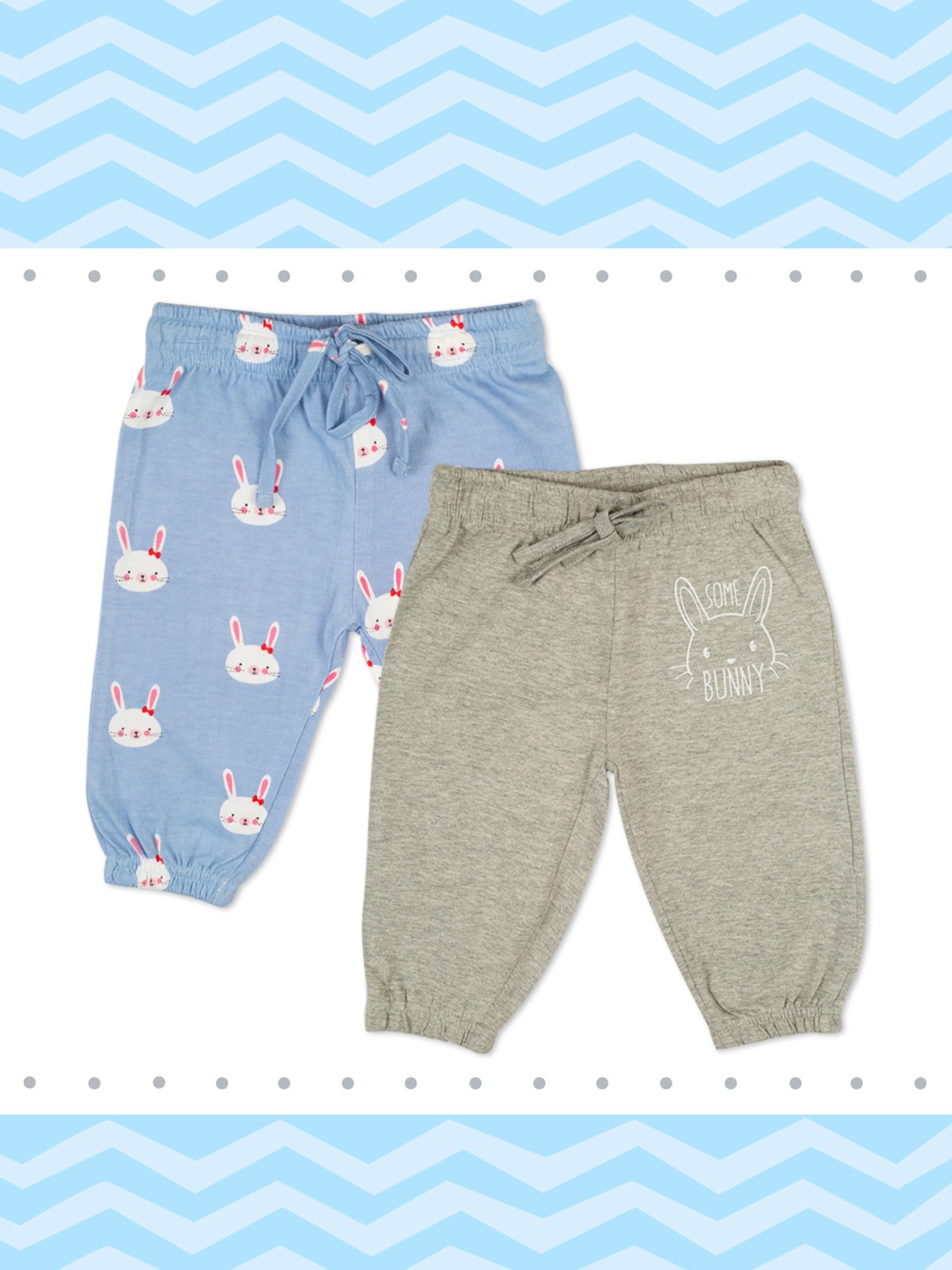 

MeeMee Infant Girls Pack Of 2 Pure Cotton Joggers, Grey melange