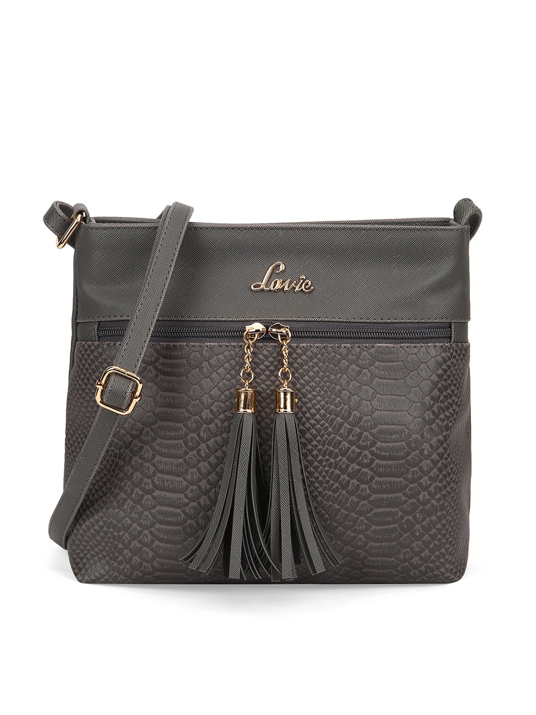 

Lavie Prix Women Grey Horizontal Slingbag