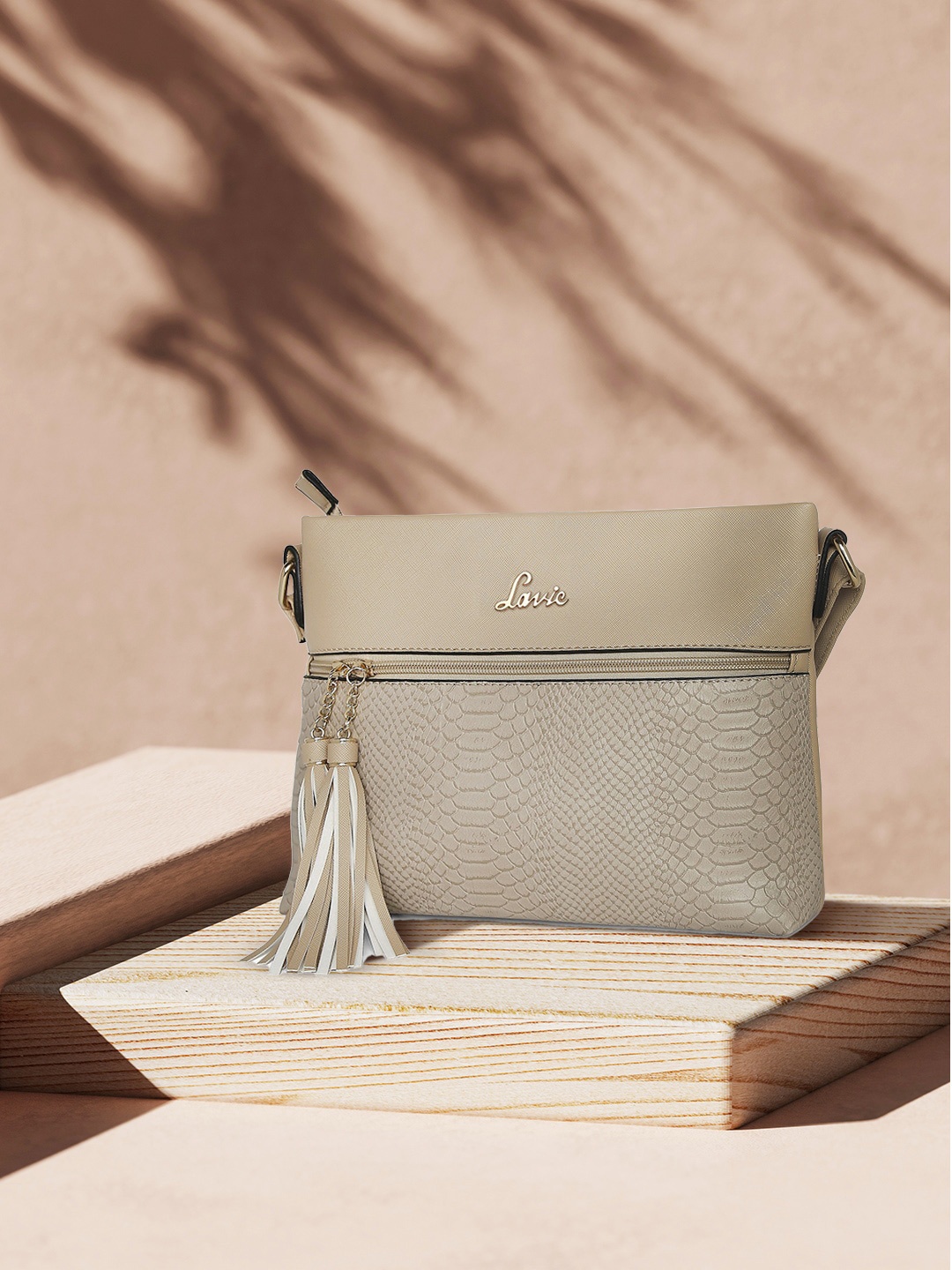 

Lavie Prix Women Beige Horizontal Slingbag