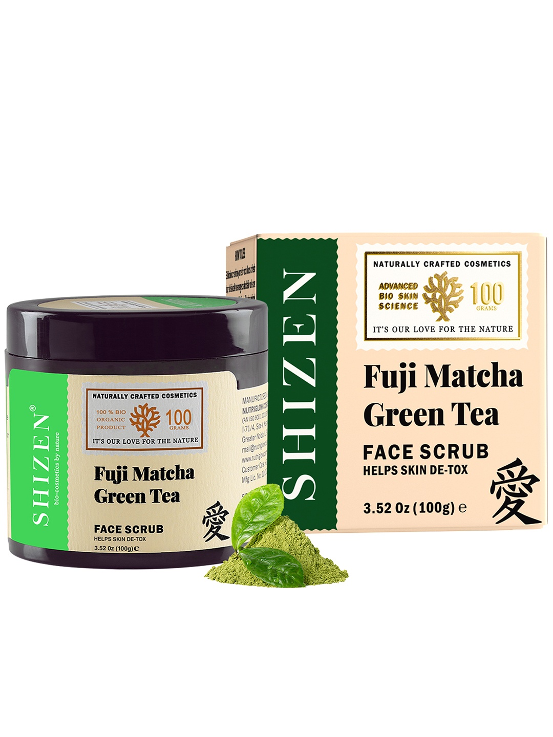 

Shizen Unisex Fuji Matcha Green Tea Face Scrub 100 gm, Transparent