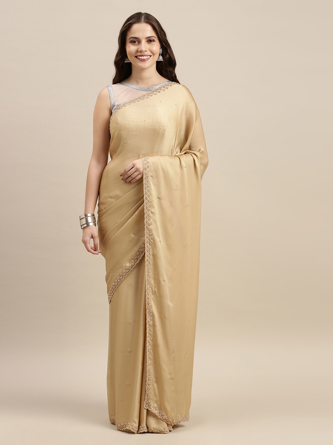 

Soch Beige Beads Pure Georgette Saree