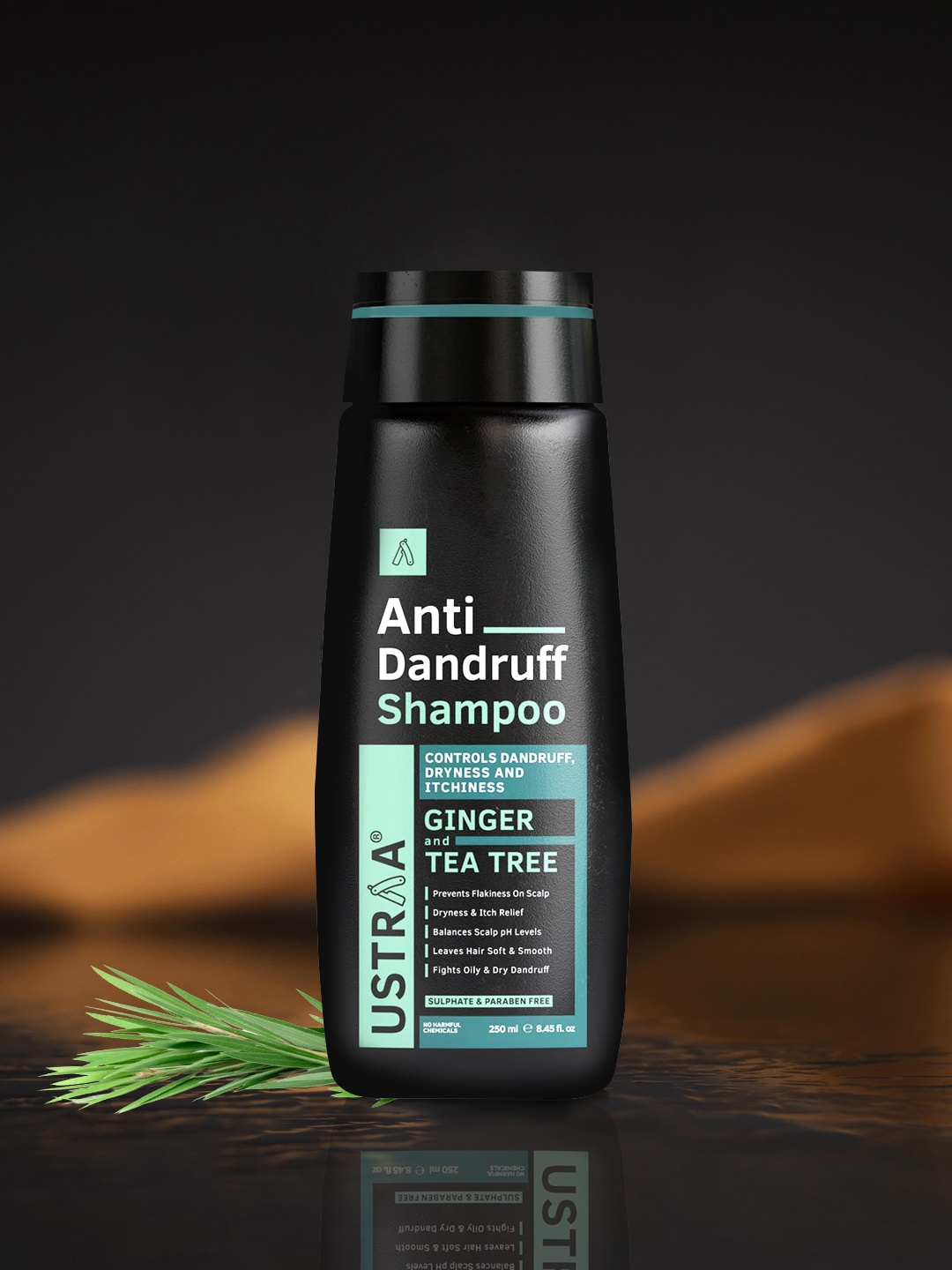 

Ustraa Anti Dandruff Hair Shampoo with Tea Tree Oil - 250 ml, Black