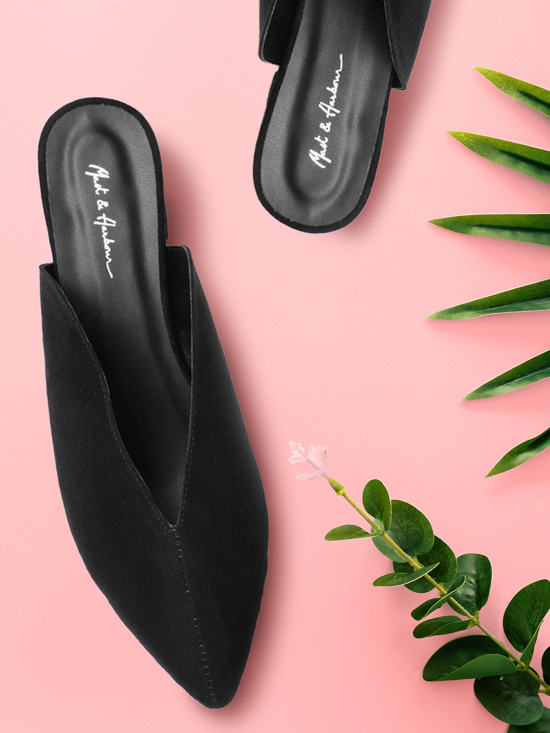 

Mast & Harbour Women Black Solid Heeled Mules