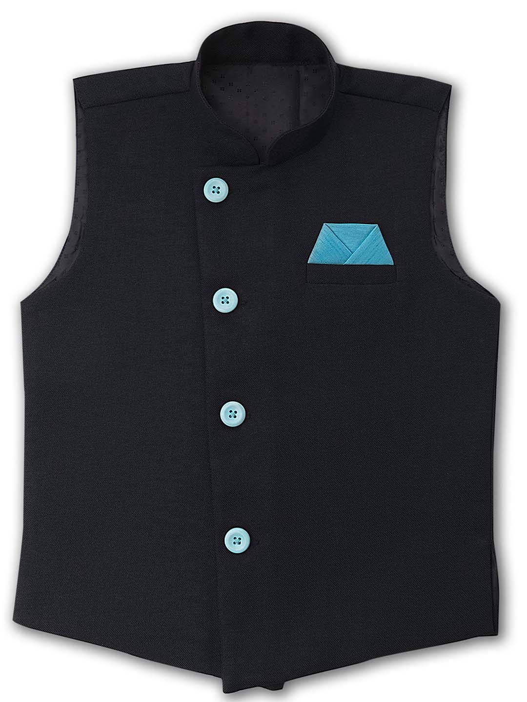 

Aj DEZInES Boys Black Solid Nehru Jacket