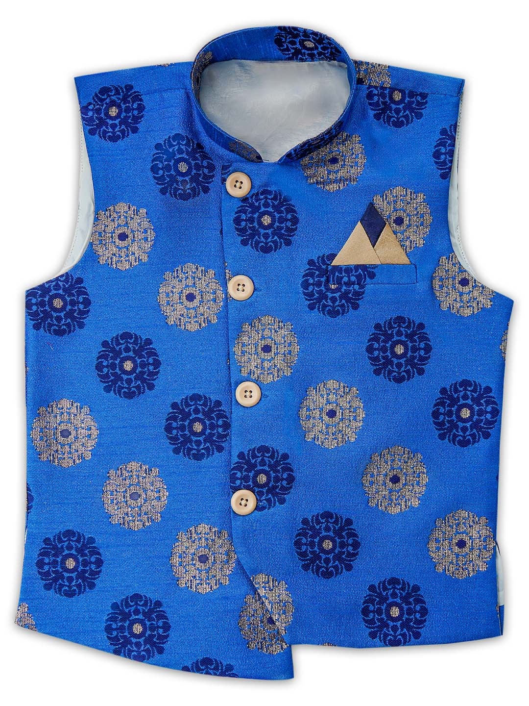 

Aj DEZInES Boys Blue Woven Design Nehru Jacket