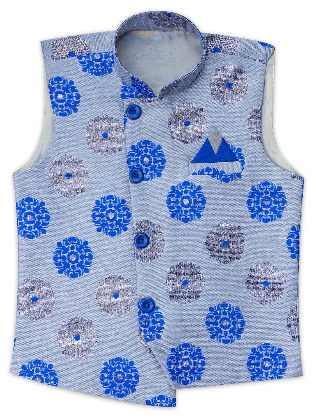 

Aj DEZInES Boys Grey & Blue Woven Design Nehru Jacket