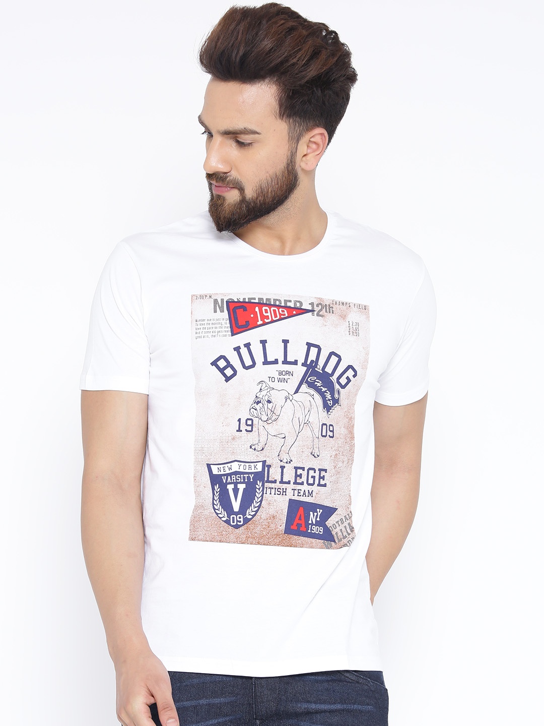 

Locomotive White Printed Pure Cotton T-shirt