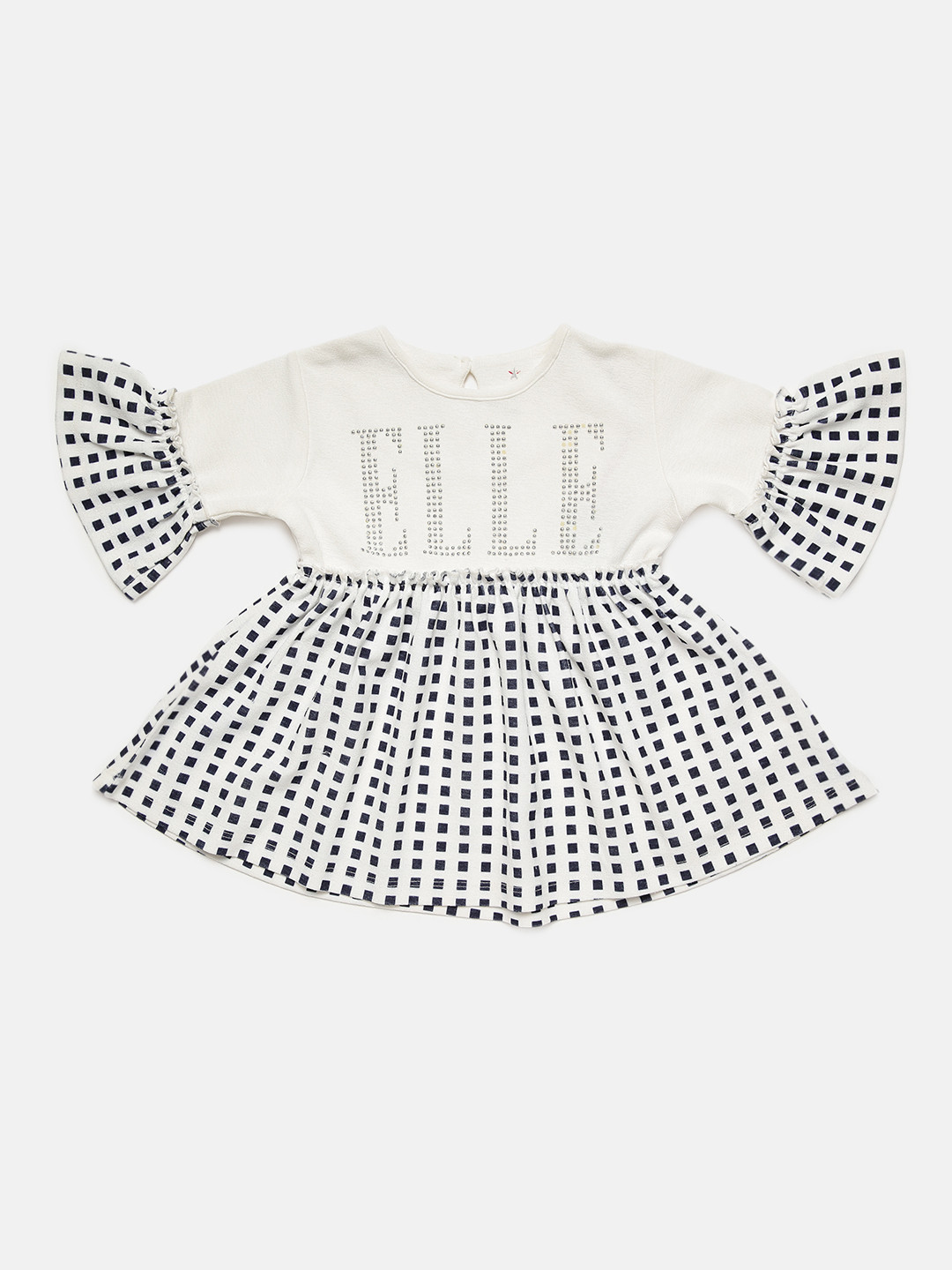 

ELLE Off White & Navy Blue A-Line Top